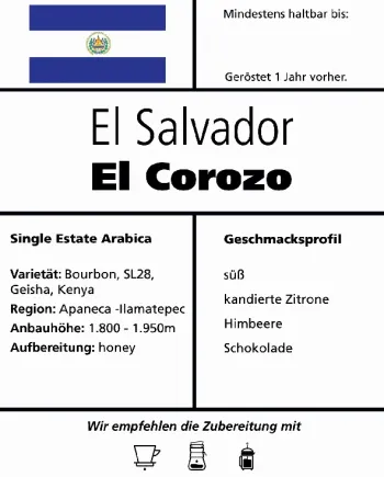 El Salvador "El Corozo" honey