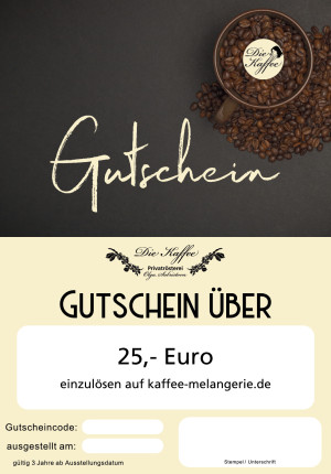 Online Geschenkgutschein 25,- Euro