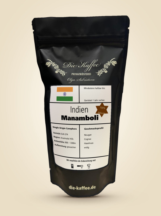 Indien Manamboli Estate - 100% Robusta 1000g / ganze Bohne