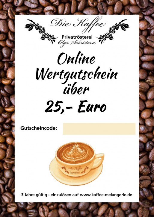 Online Geschenkgutschein 25,- Euro