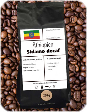 Äthiopien Sidamo entkoffeiniert 500g / ganze Bohne